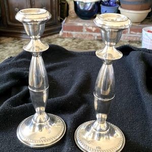 Pair sterling candle holders Vintage, weighted